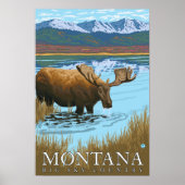 Moose Drink am See - Montana Poster (Vorne)