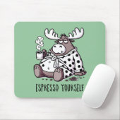 Moose Drink Kaffee in einem Polka Dot Robe Mousepad (Mit Mouse)