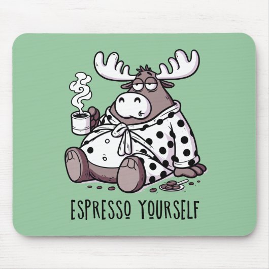 Moose Drink Kaffee in einem Polka Dot Robe Mousepad (Vorne)