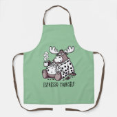 Moose Drink Kaffee in einem Polka Dot Robe Schürze (Vorderseite)