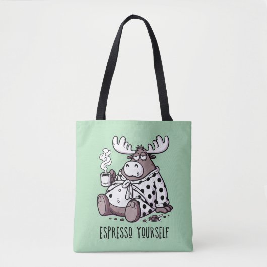 Moose Drink Kaffee in einem Polka Dot Robe Tasche (Vorderseite)