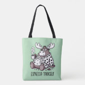 Moose Drink Kaffee in einem Polka Dot Robe Tasche (Rückseite)