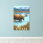 Moose DrinkingUtah Leinwanddruck (Insitu (Holzboden))