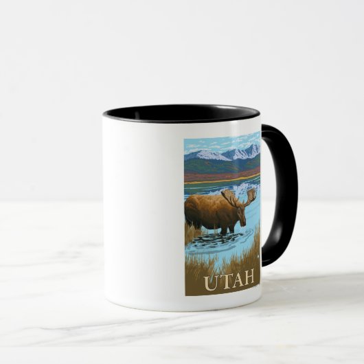 Moose DrinkingUtah Tasse (VorderseiteRechts)
