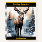 Moose durch einen friedlichen Winterwald Notizblock (Vorderseite)