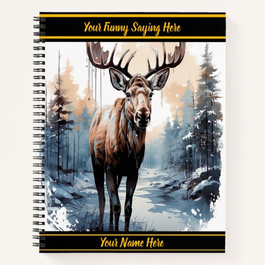 Moose durch einen friedlichen Winterwald Notizblock (Vorderseite)