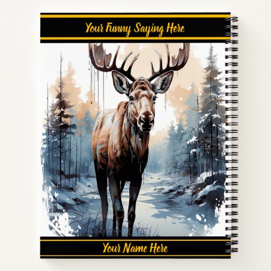 Moose durch einen friedlichen Winterwald Notizblock (Rückseite)