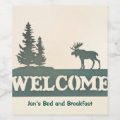 Moose Evergreen Trees Willkommen Custom Weinetikett (Einzelnes Label)