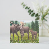 Moose Family Postcard Postkarte (Stehend Vorderseite)