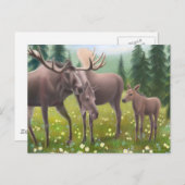 Moose Family Postcard Postkarte (Vorne/Hinten)