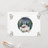 Moose Forest Moon Nature Weihnachtskarte Karte (Vorderseite/Rückseite Beispiel)