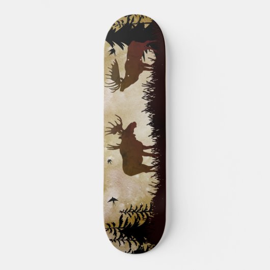 Moose Forest Wildlife Scene Skateboard (Vorderseite)