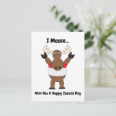 Moose Funny Canada Day Red White Personalize Postkarte (Stehend Vorderseite)