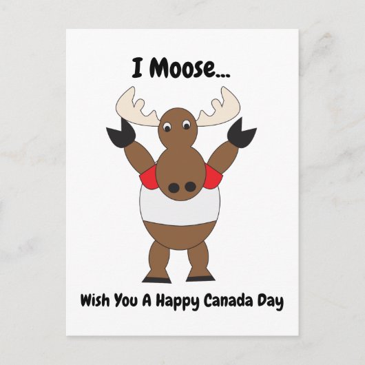 Moose Funny Canada Day Red White Personalize Postkarte (Vorderseite)