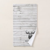 Moose Gray Wood Pattern Personalisiert Badhandtuch Set (Handtuch)
