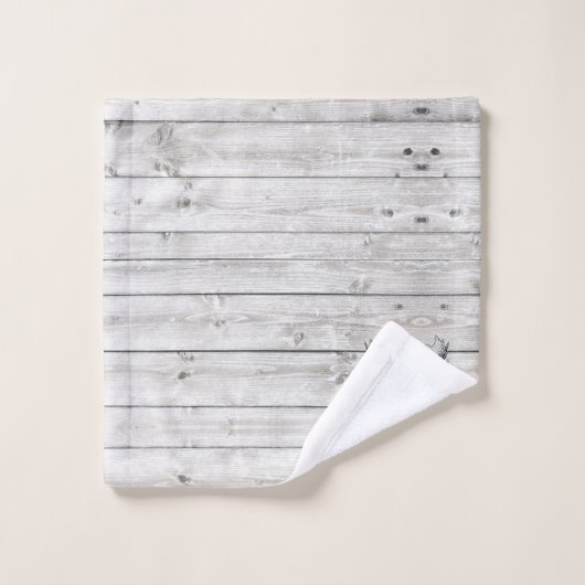 Moose Gray Wood Pattern Personalisiert Badhandtuch Set (Waschlappen)