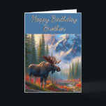 Moose Happy Birthday Brother Karte<br><div class="desc">"AI-generiertes Kunstwerk mit Designrichtung von Susang6"</div>