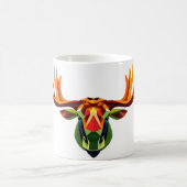 Moose Head Geometric Art White T-Shirt Kaffeetasse (Mittel)