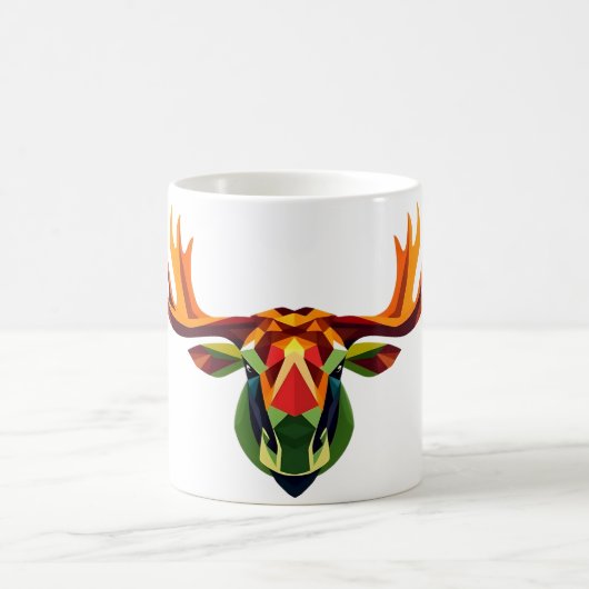 Moose Head Geometric Art White T-Shirt Kaffeetasse (Mittel)