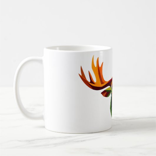 Moose Head Geometric Art White T-Shirt Kaffeetasse (Links)