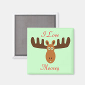 Moose Head_I Liebe Moosey 2_on grün Magnet (Vorderseite/Rückseite)