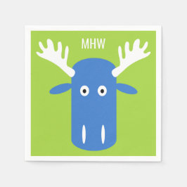 Moose Head Pop Art kundenspezifische Monogramm Pap Serviette