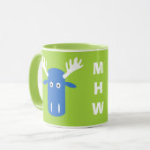 Moose Head Pop Art kundenspezifische Monogramm-Tas Tasse (Vorderseite Links)
