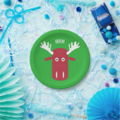Moose Head Pop Art kundenspezifische Monogramm-Tel Pappteller (Party)