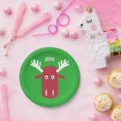 Moose Head Pop Art kundenspezifische Monogramm-Tel Pappteller (Party)