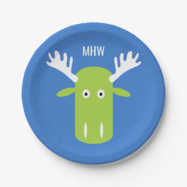 Moose Head Pop Art kundenspezifische Monogramm-Tel Pappteller