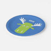 Moose Head Pop Art kundenspezifische Monogramm-Tel Pappteller (Schrägansicht)