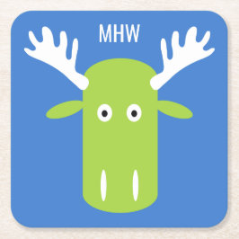 Moose Head Pop Art kundenspezifische Monogramm-Unt Rechteckiger Pappuntersetzer