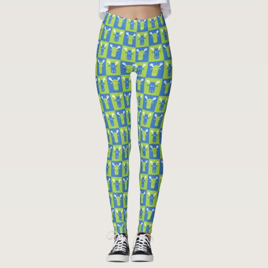 Moose Head Pop Art Leggings (Vorderseite)