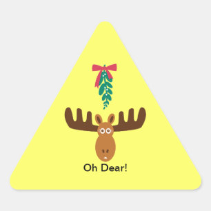 Moose Head_Road Sign_Mistletoe_Oh Liebe! Dreieckiger Aufkleber