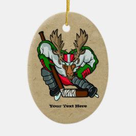 Moose Hockey Keramik Ornament