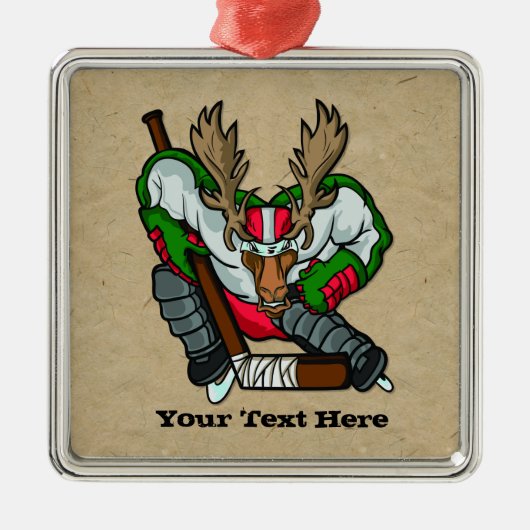Moose Hockey Ornament Aus Metall (Vorne)