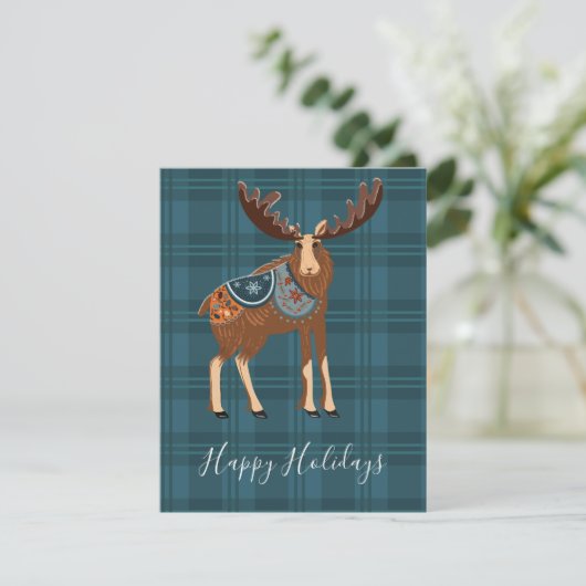 Moose Holiday Card Feiertagskarte (Stehend Vorderseite)
