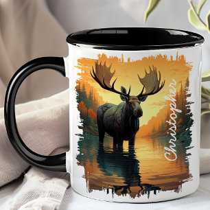 Moose im Herbst Reflektion des Sees Tasse