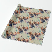 Moose im Wasserfarbenstil Geschenkpapier (Ungerollt)