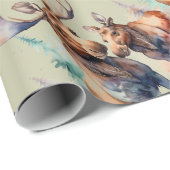 Moose im Wasserfarbenstil Geschenkpapier (Rolleneckpunkt)
