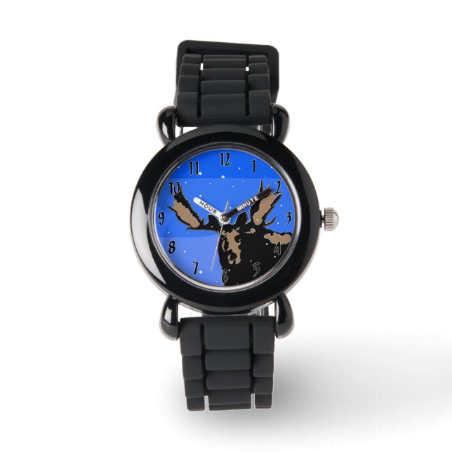 Moose im Winter - Original Wildlife Art Armbanduhr (Vorderseite)