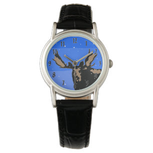 Moose im Winter - Original Wildlife Art Armbanduhr