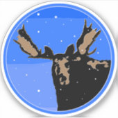 Moose im Winter - Original Wildlife Art Aufkleber (Vorderseite)