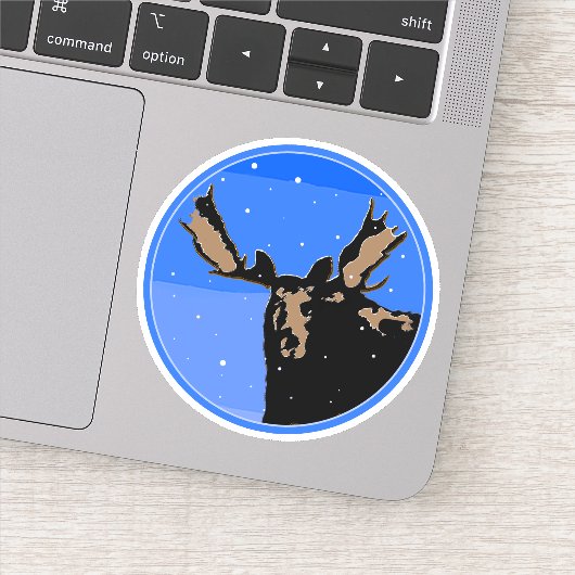 Moose im Winter - Original Wildlife Art Aufkleber (Detail)