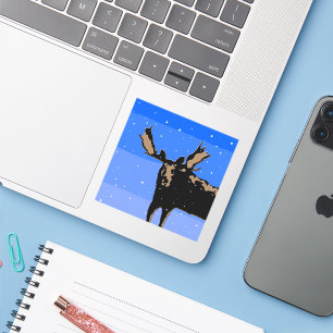Moose im Winter - Original Wildlife Art Aufkleber