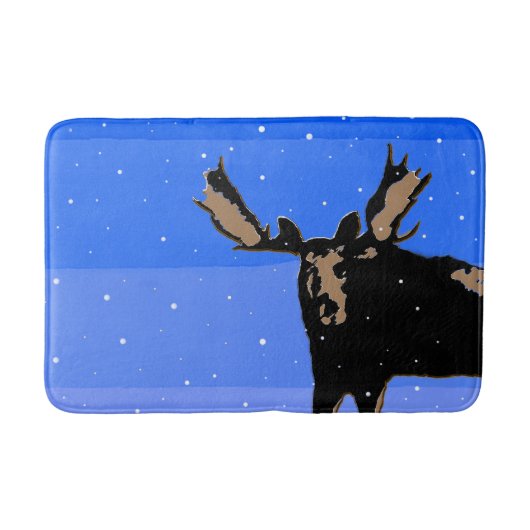 Moose im Winter - Original Wildlife Art Badematte (Vorderseite)