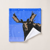 Moose im Winter - Original Wildlife Art Badhandtuch Set (Waschlappen)