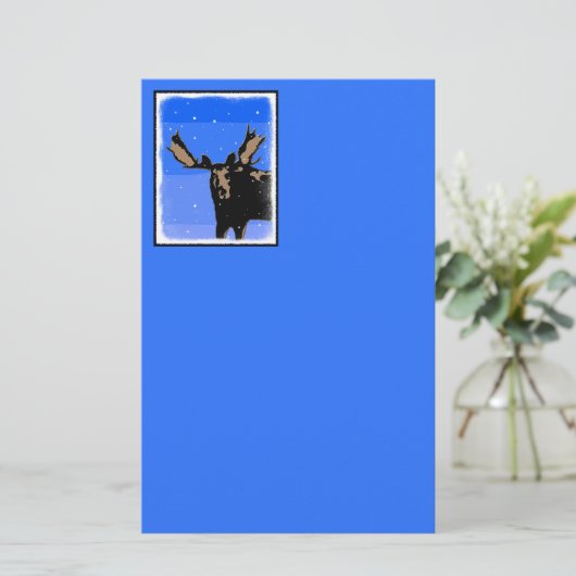 Moose im Winter - Original Wildlife Art Briefpapier (Stehend Vorderseite)