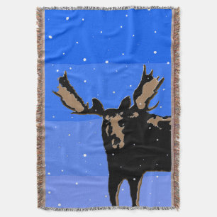 Moose im Winter - Original Wildlife Art Decke