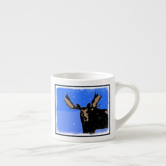 Moose im Winter - Original Wildlife Art Espressotasse (Rechts)